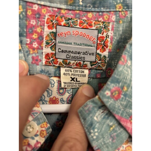 Reyn Spooner Men XL Hawaiian 1/4 Button Shirt Commemorative Classics patch work - Picture 2 of 10